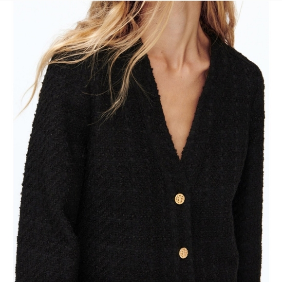 Zara * Textured Tweed Black Blazer Dress - Picture 10 of 10